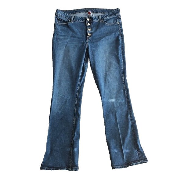 Jennifer Lopez Jeans Women's 16 Blue Dark Wash Button Fly Boot Cut Jeans RN73277 - Picture 1 of 16